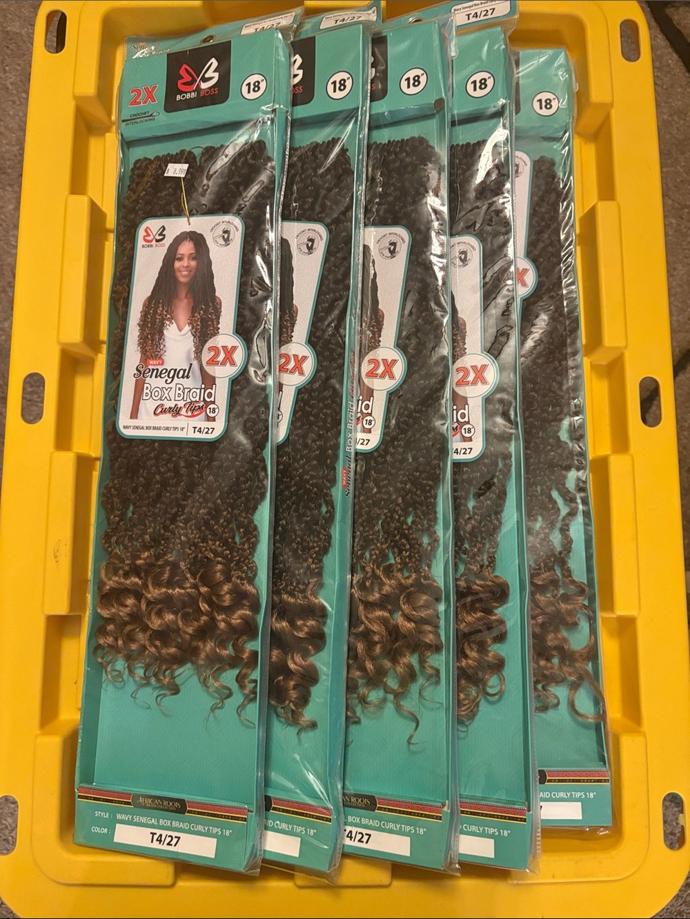 Bobbi Boss 18” Senegal Box Braid Curly Tips T4/27 – 5 Packs Unused